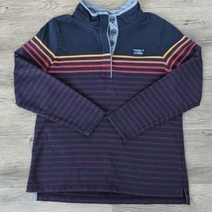 LL Bean Women's Large Striped 1/4 Button Down Sweater